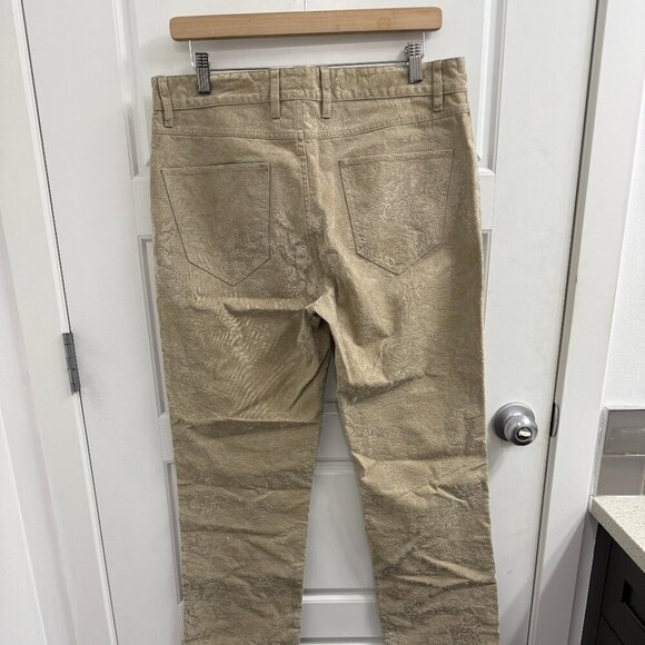 Robert Graham Tan Paisley Denim And Velvet Pants Size 32 Straight Leg - Picture 3 of 4